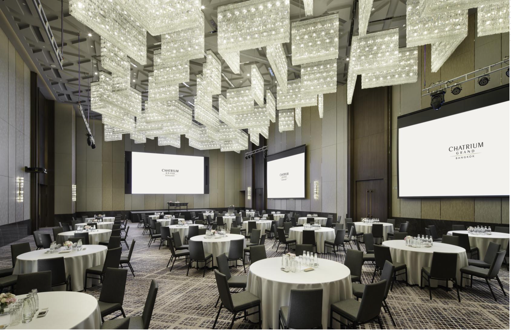 Chatrium Grand Bangkok ballroom arranged with round tables