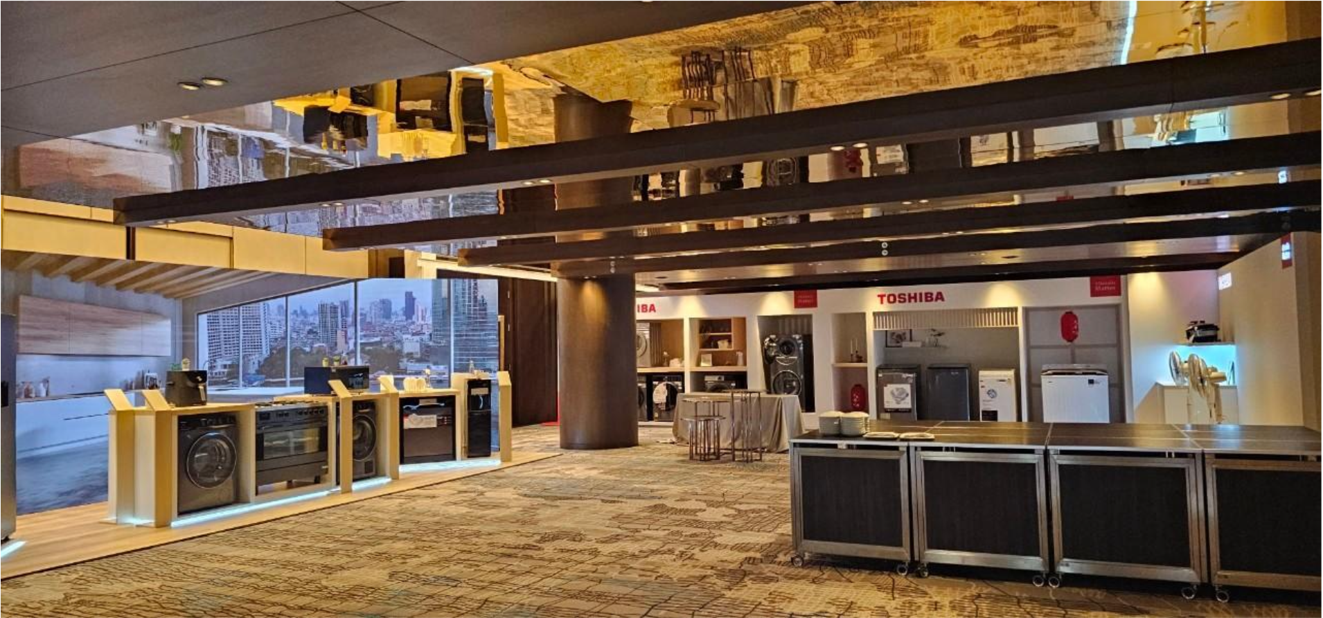 Reception foyer configured for an exhibition